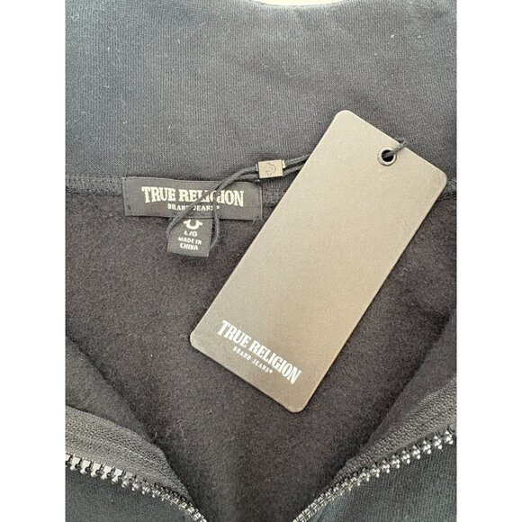 New True Religion Relaxed Half Zip Sweatshirt, Men's Sz Large $119 Orig - Picture 3 of 6